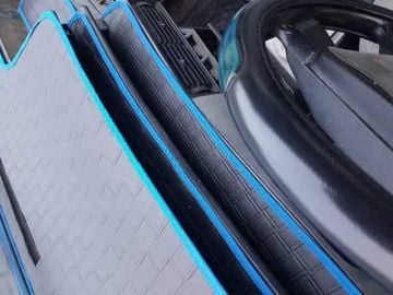 Ön Göğüs Halısı Tempra Tipo 6 Parça Deri Özel Yapım Mavi Siyah