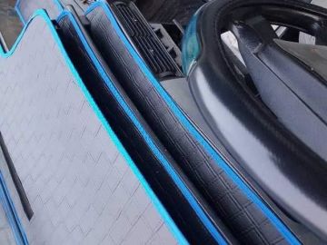 Ön Göğüs Halısı Tempra Tipo 6 Parça Deri Özel Yapım Mavi Siyah